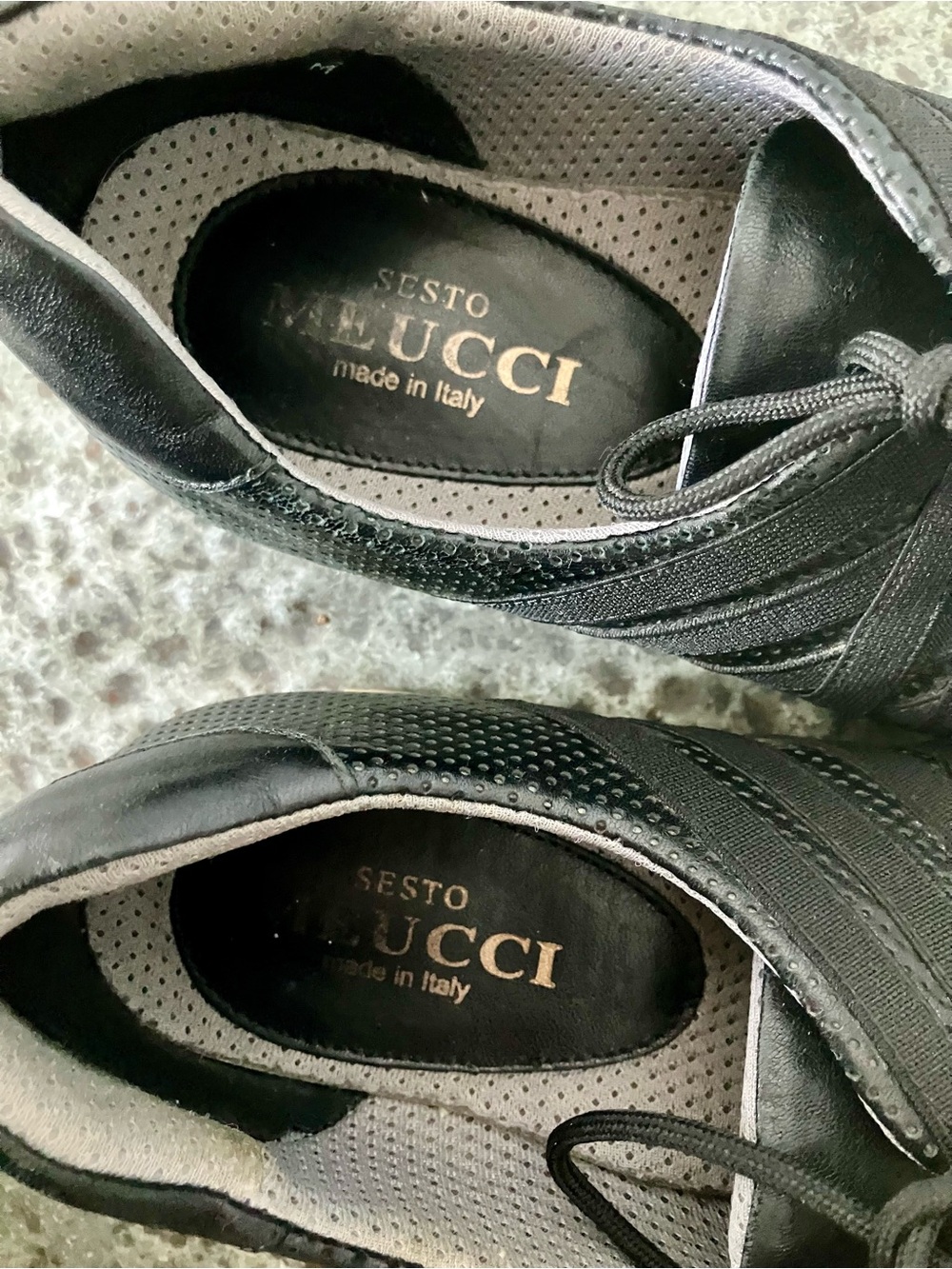 Sesto Meucci Shoes Black Perforated Leather Sneakers Size 7 - Picture 10 of 13